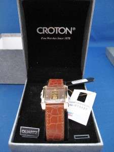 Croton 23kt Gold Plate & Diamond Suisse Ingot Watch  