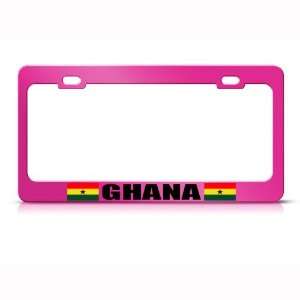  Ghana Flag Pink Country Metal license plate frame Tag 