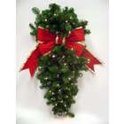   Pre lit Olympia Column Hanging Christmas Wreath w/ 18 Red Bow #177898
