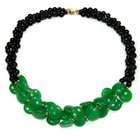   Design 3 Strand Jade and Black Onyx with 14k Gold Necklace 18 Inch