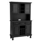 Home Styles Premium Hutch and Buffet with Salmon Granite Top in Black