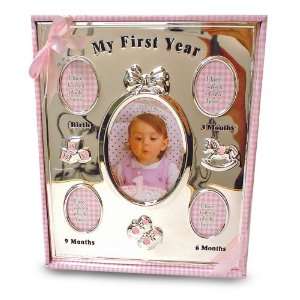  Baby Essentials First Year Frame Silver and Pink: Baby
