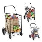 from home this black grocery cart features adjustable foam grip handle 