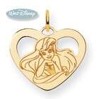   Mermaid Jewelry   Gold plated Sterling Silver Disney Ariel Heart Charm