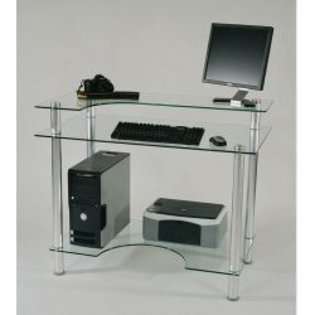 RTA Home and Office Glass and Aluminum Computer Desk   Clear Glass and 