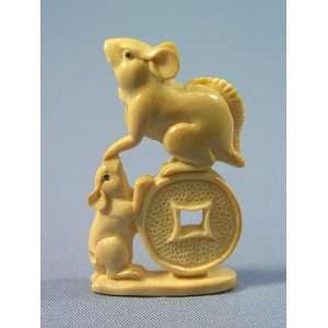  Netsuke Mice & Lucky Coin Toys & Games