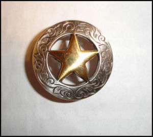 Western Decor Concho Ranger Engraved Gold Star 1 1/2  