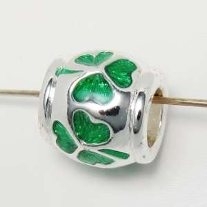  Green Shamrock with Heart Shaped Leaves Translucent Silver 