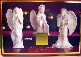LENOX CHINA JEWELS 3 angels kneeling, trumpet, praying  