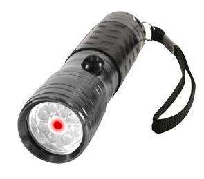   Aluminum Rubber Grip 8 LED Flashlight w/ Built In Red Laser Pointer