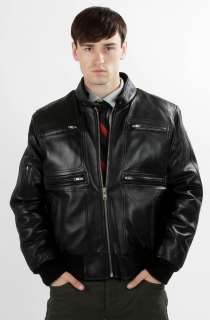   Mens New Trendy Zippered Lambskin Black Leather Bomber Jacket  