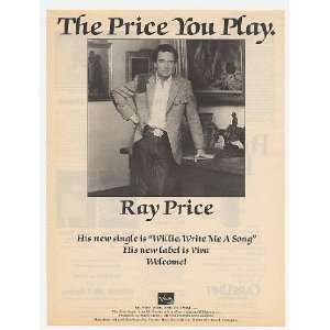 1983 Ray Price Willie Write Me A Song Promo Print Ad (Music 