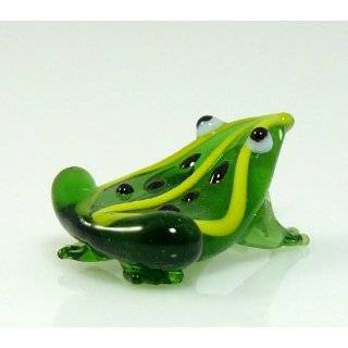 Frog Green Glass Miniature Figurine Approx 1 Inch Long