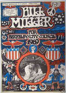 Bill Miller Berkeley City Council Campaign Poster 1969  