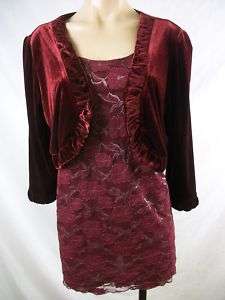 New Womens NY COLLECTION Maroon 2 Piece Lace Top Large  