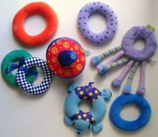 Lot 8 Miscellaneous Baby Boy Girl Soft Plush Ring Toys  