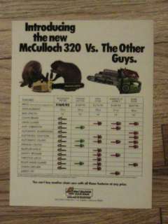 1978 POULAN CHAINSAW ADVERTISEMENT BEAVERS AD MCCULLOCH  