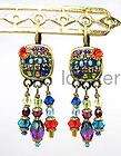 MICHAL GOLAN COLORFUL DANGLE EARRINGS WITH SWAROVSKI CRYSTAL NEW