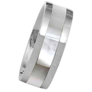 New 8mm Mother Of Pearl Inlay Pip Cut Titanium Shiny Band Mens 