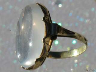 ANTIQUE 14K YELLOW GOLD & CLEAN 5 CARAT NATURAL MOONSTONE RING  