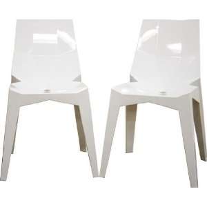   Spiccato Angular White Acrylic Accent Chair   Set of 2