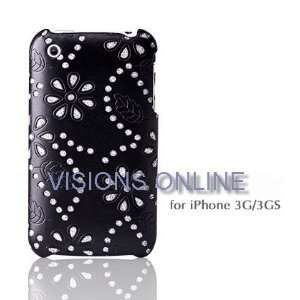   Slim Iphone Hard Case Back Leather Cover Flower Glitter: Electronics