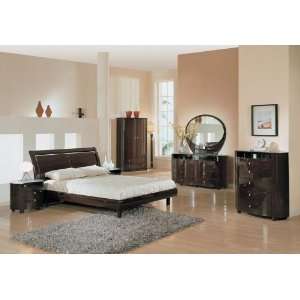   Furniture Wenge Emily Contemporary Slat Bedroom Set