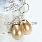   big beautiful dangle AAA 10mm 13mm champagne drip shell pearl earrings