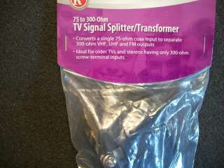 TV Signal Splitter/Transformer 75 to 300 Ohm Ideal for older TVs 