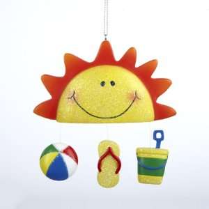  12 Beach Party Happy Setting Sun Christmas Ornaments: Home & Kitchen