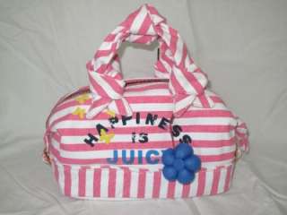 NWT Juicy Couture Pink & White Canvas Striped Satchel Handbag Retail $ 