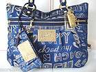 Coach Poppy Story Patch Blue Jean Glam Tote Bag and Wristlet XLNT 