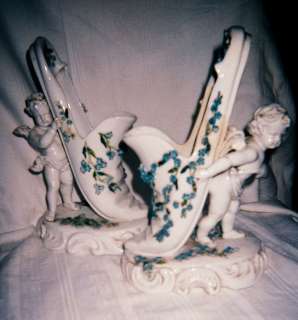Sitzendorf Porcelain Figurine Cupid Slipper 1900s  A PAIR  