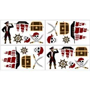  Pirate Treasure Cove Wall Decals   Set of 4 Sheets Baby