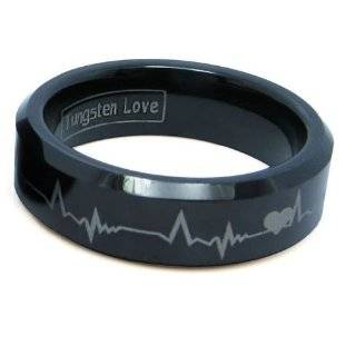  Black Comfort Fit Tungsten Carbide Rings with Laser Forever Love 