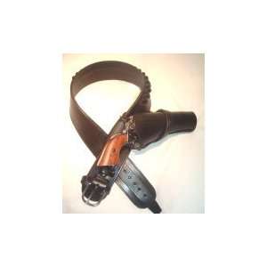   Leather Gun Belt with Single Cross Draw Holster