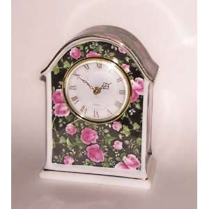  Decorative Porcelain Mantel Clock Rose Flower Accents 