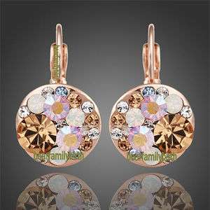 18k Gold Gp mickey multi swarovski crystal earrings 629  