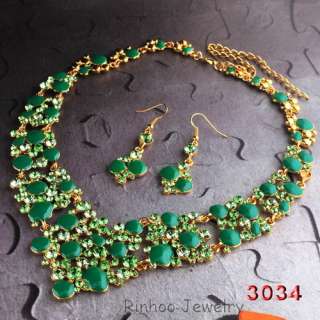   jewelry set gold plating 7colors green red white purple multicolor