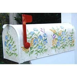  Handpainted Mailbox   Wild Flowers /Cream Faux Finish 