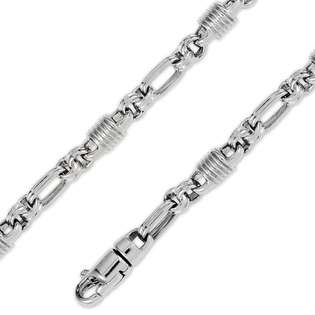 14K Solid White Gold Hip Hop Bullet Chain Necklace 7mm (17/64 in 
