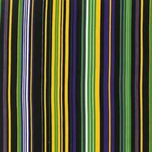   Fabrics, Stripe in Black, Purple, Green, Gold and White Arts, Crafts