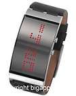   DIGITAL RED SCROLLING LED SILVER / BLK LEATHER DZ7092 MENS WATCH