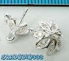 2x STERLING SILVER CZ CRYSTAL PENDANT CLASP PEARL BAIL PIN 8.5mm CUP 