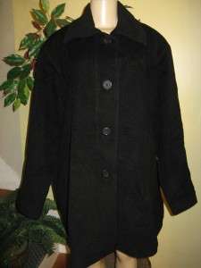 Jones New York womens winter Alpaca Wool blend black coat jacket plus 