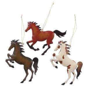  Gift Corral Orn Tin Horses 3Pk