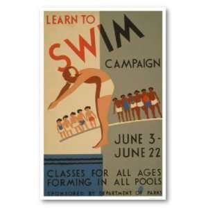  Learn To Swim NYC 1940 WPA Poster