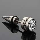 STAINLESS STEEL CLEAR CRYSTAL SPIKE STUD EARRING 10PCS