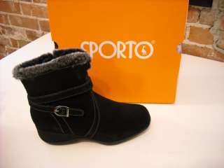 Sporto BLACK SUEDE Diana Buckle ANKLE BOOTS 9 W NEW  
