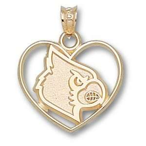  Louisville Cardinals Logo Heart Pendant 14K Gold Jewelry 